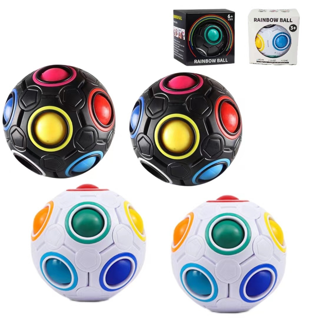跨境益智指尖魔方小足球玩具魔力12孔彩虹球减压智力按压玩具