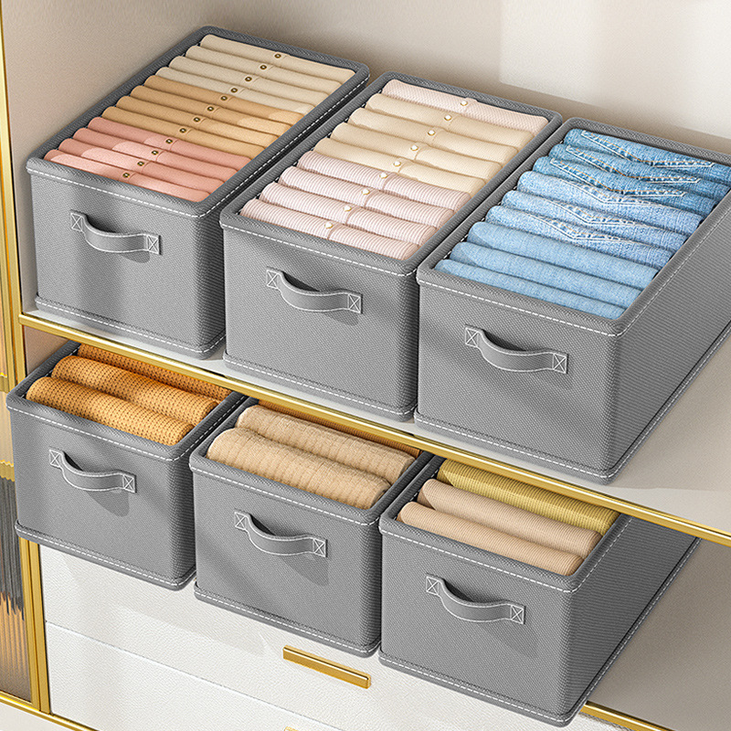 可折叠衣物无纺布无盖收纳盒衣服裤子布艺整理盒抽屉式内衣袜子盒