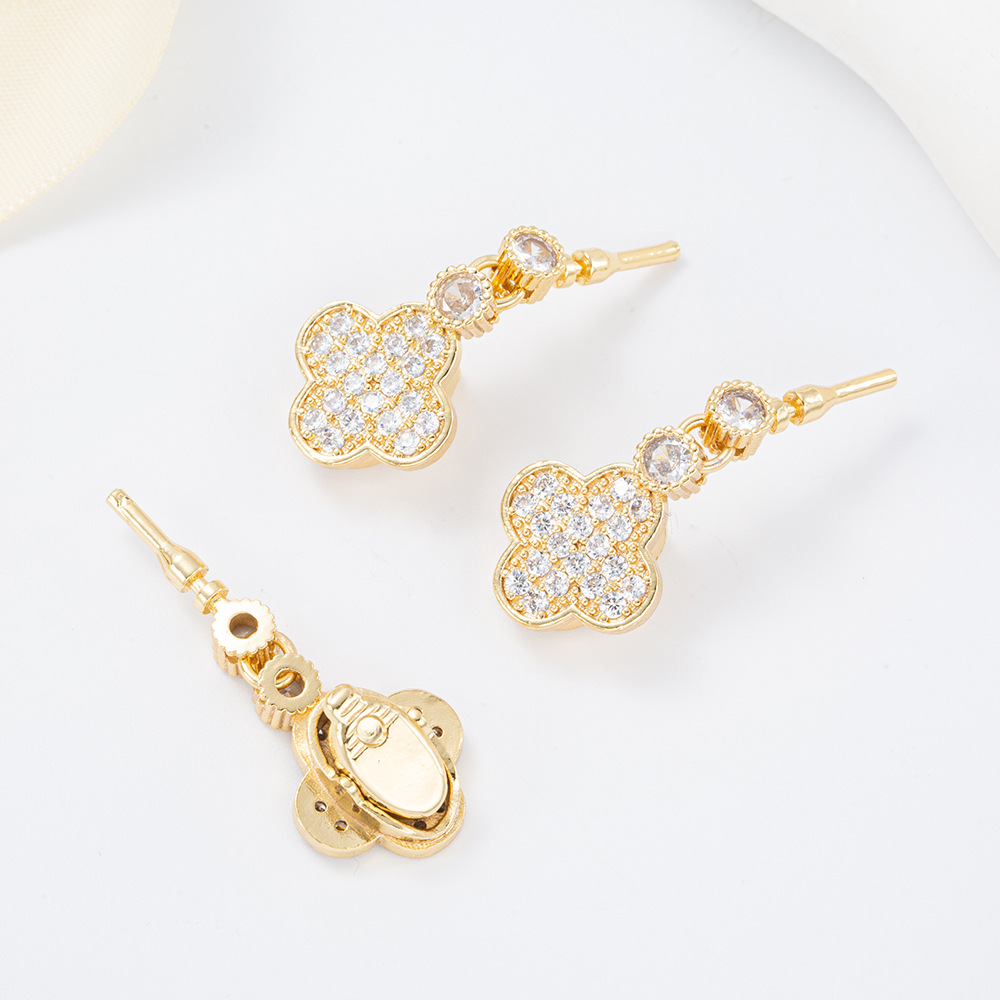 Pearl necklace, ingot clasp, heart-shaped four-leaf clover plated 18K, DIY jewelry, necklace clasp, fashionable pendant, retro accessory Specification image