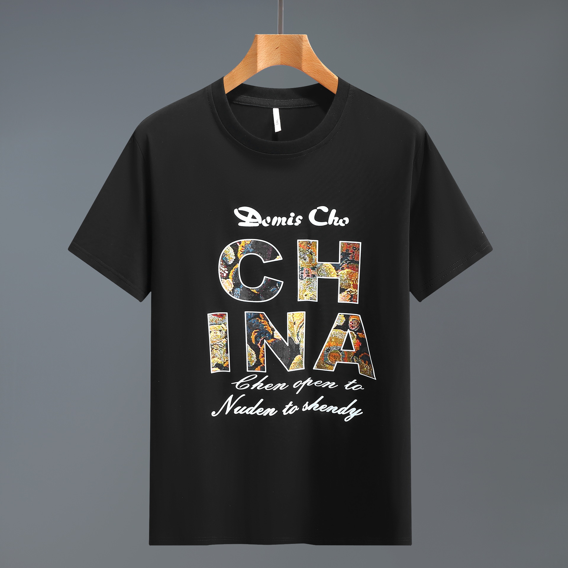 国潮新款款CHLNA字母印花潮流时尚百搭多色短袖