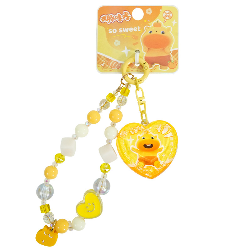百茂正版水豚噜噜亚克力糖果爱心串珠DIY挂件可爱闺蜜情侣包挂饰白底实物图