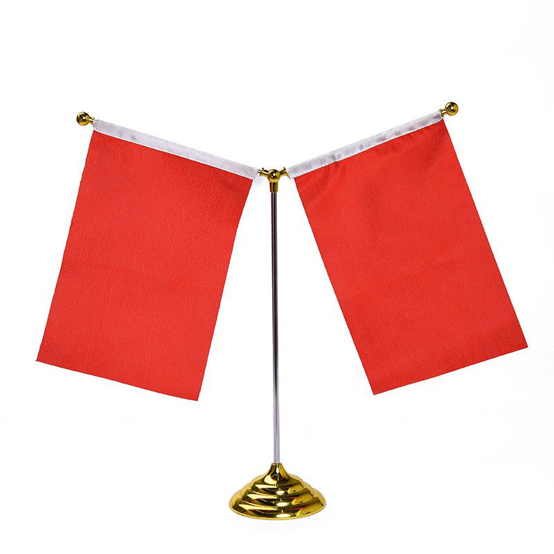 New Y-shaped office desk flag, flagpole with a silver base, signing negotiation flag stand, table flag Item Picture
