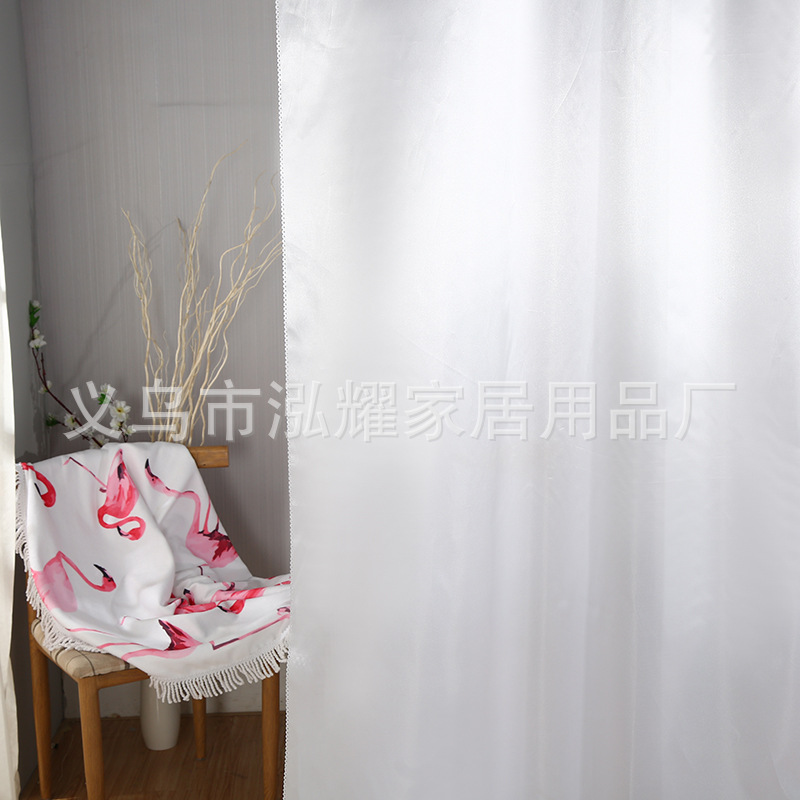 热销涤纶色丁纯色防水沐浴帘卫生间浴帘挡水隔断帘送挂钩厂家直销