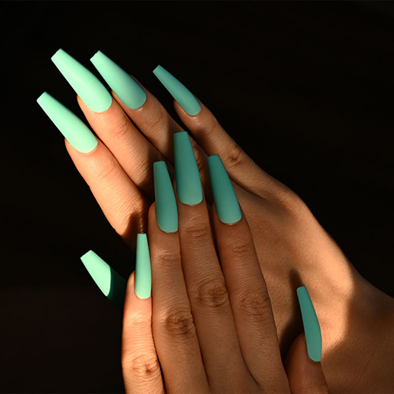 European and American mid-length solid color matte extra-long ballet nail trapezoidal matte wearable nail sheet false nails Specification image