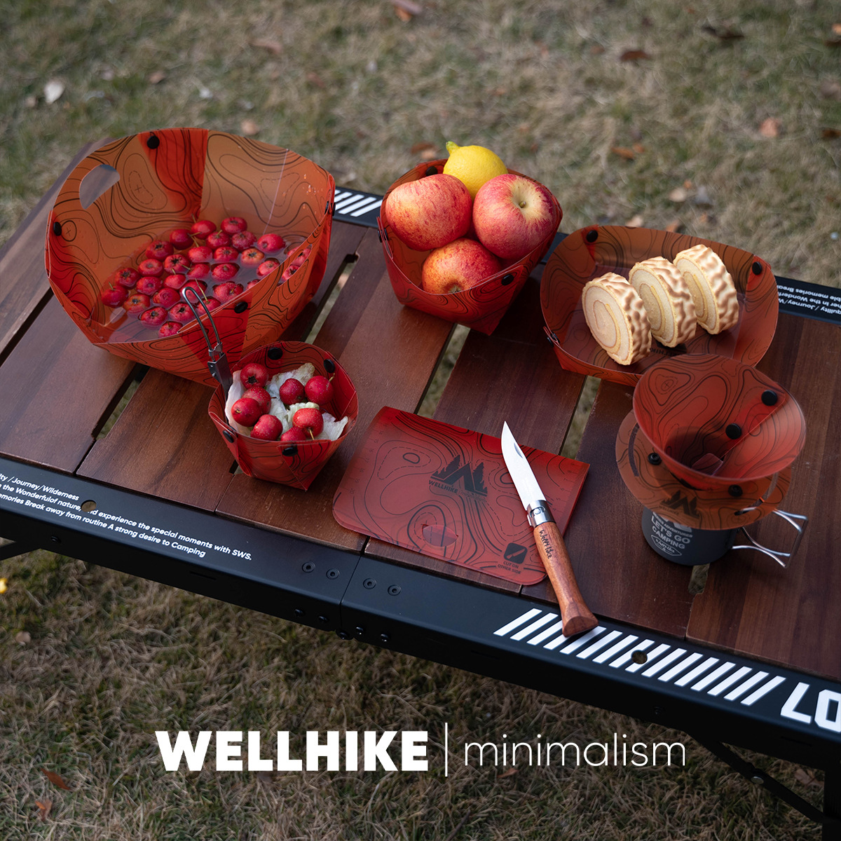 Outdoor camping tableware set, folding plates, bowls, cups, trays, telescopic forks, stainless steel children's camping bowls Specification image
