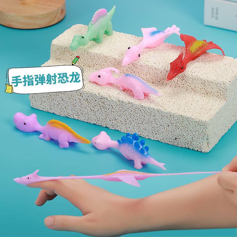 Wholesale of new and unique cross-border products of fun dinosaur catapulting toys, finger darts, and stress-relieving soft rubber Specification image