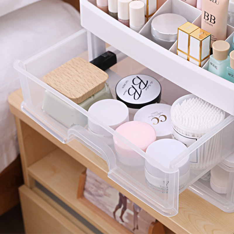 Desktop storage box, multi-layer cosmetic storage box, dressing table box, plastic storage rack, a must-have for student dormitories Specification image