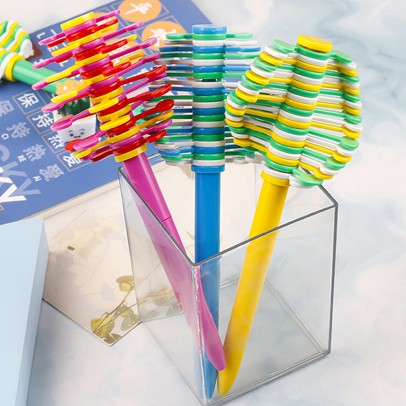 Children's intellectual and creative stationery, plastic stress-relieving pen, rotating petal ballpoint pen, student toys, rotating peculiar pen Specification drawing