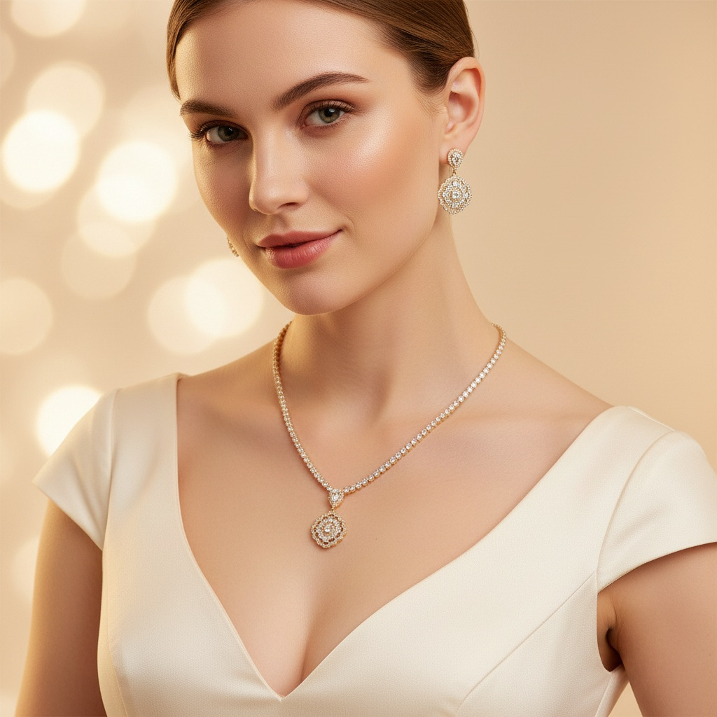 Cross-border light luxury copper-inlaid zircon flower petal necklace, women's niche Instagram super sparkling flower pendant collarbone chain wholesale