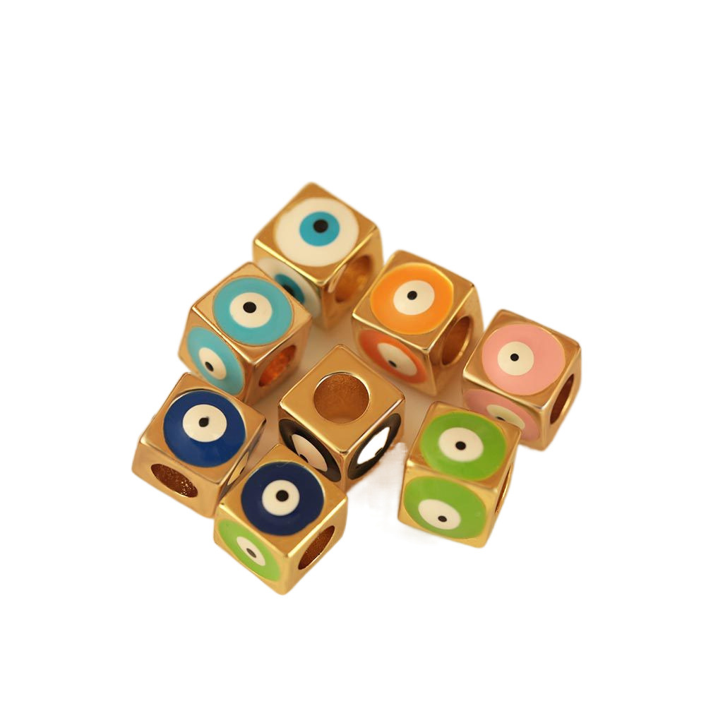 New women's accessories: Square oil-dripping Devil's Eye necklace, bracelet, pendant, pendant, handcrafted small accessories Item Picture