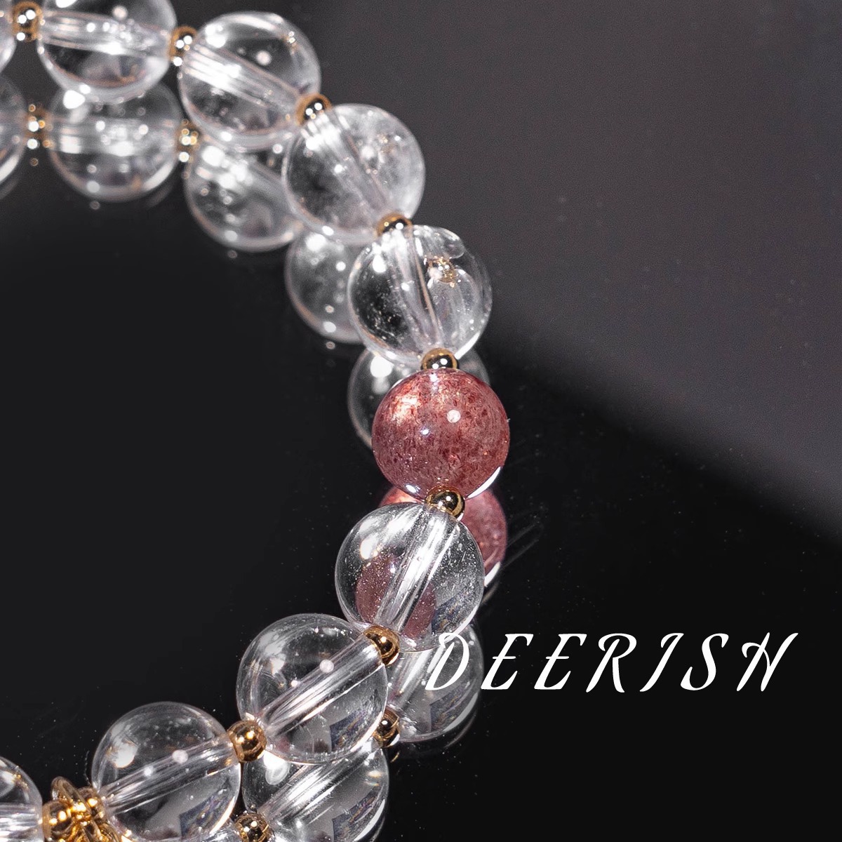 Original ancient-style retro jewelry white crystal bracelet for girls, high transparency bracelet, strawberry crystal peach blossom natural crystal bracelet Specification image