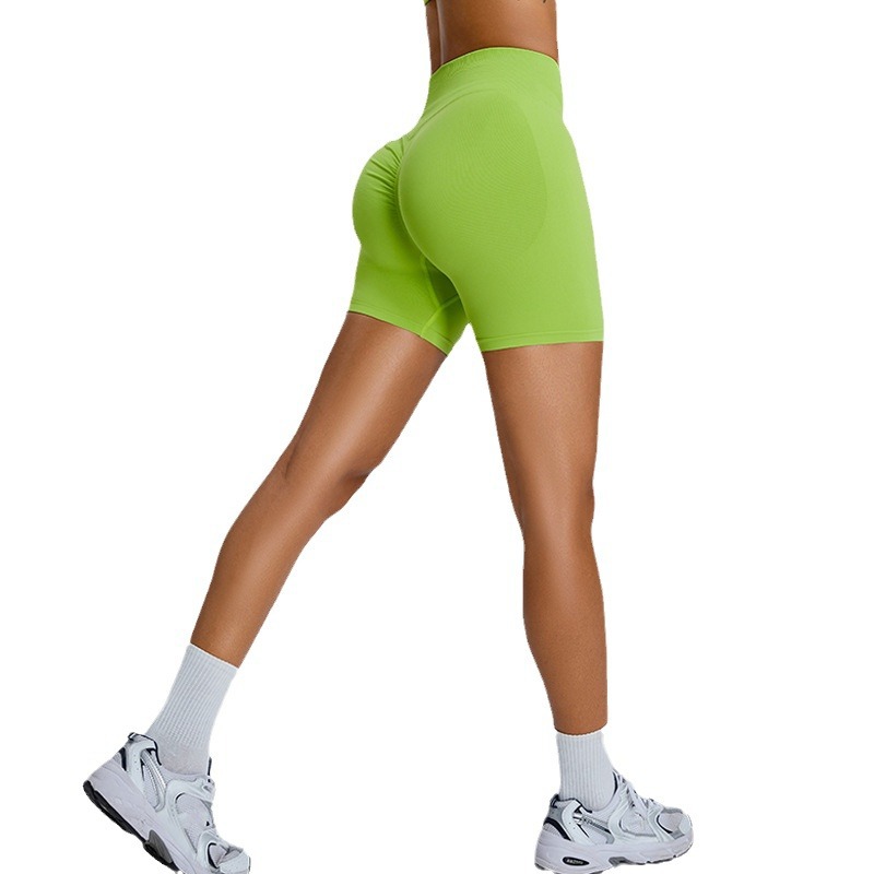 European and American seamless three-part fitness shorts, women's high-waisted peach hip-lifting sports shorts, tight quick-drying yoga shorts Specification image