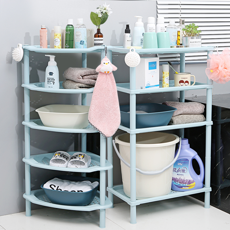 Bathroom storage rack, washbasin rack, plastic toilet, shower and washroom storage rack, multi-layer triangular health seal Application Scenario
