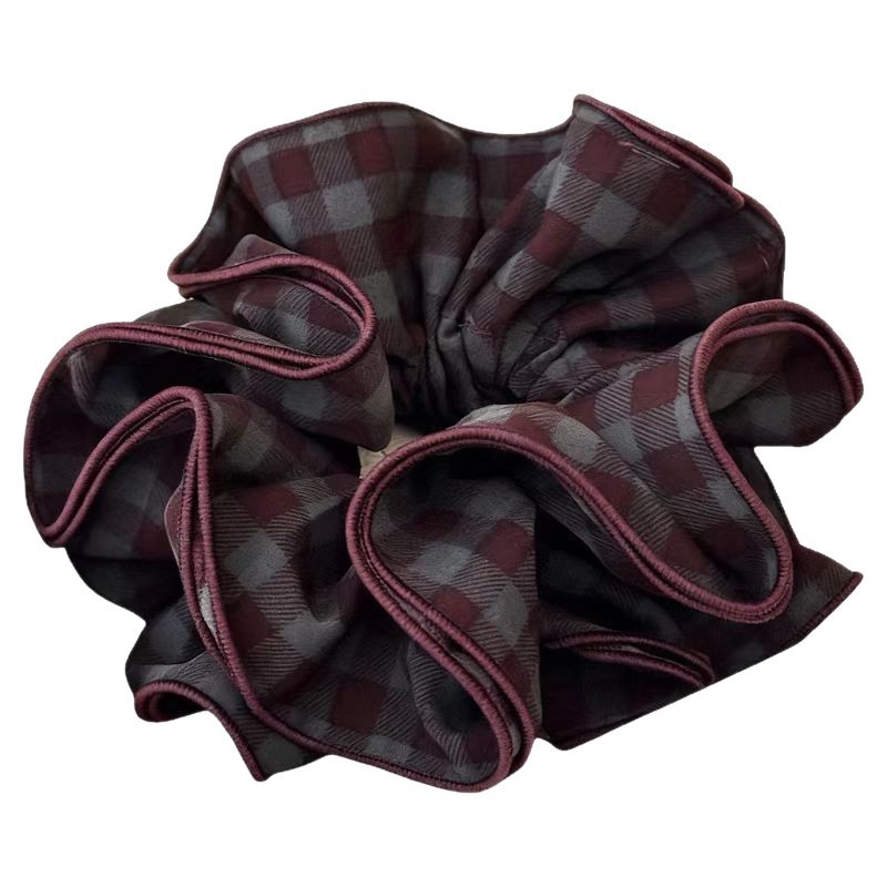The same style of large intestine hair tie as Zhao Lusi, with a light luxury grid and a high-end feel, is a popular online hair tie. It is a bun hairstyle decoration hair tie Item Picture