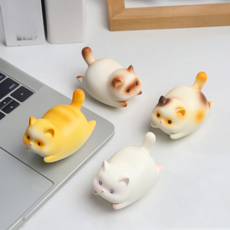 卡通福瑞猫猫摇摇乐摆件可爱猫猫树脂工艺品治愈系办公室桌面摆件