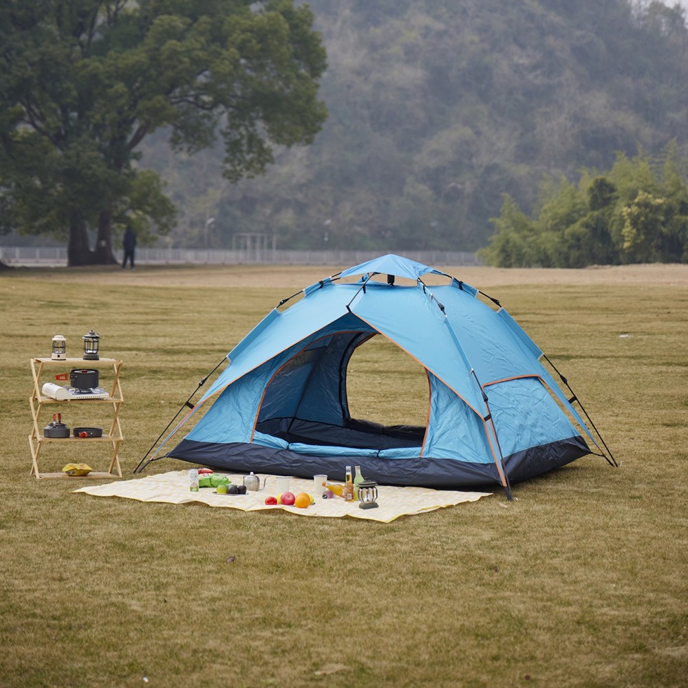 Outdoor quick-opening fully automatic tent for 3-4 people, portable folding rainproof double-layer camping tent details Picture