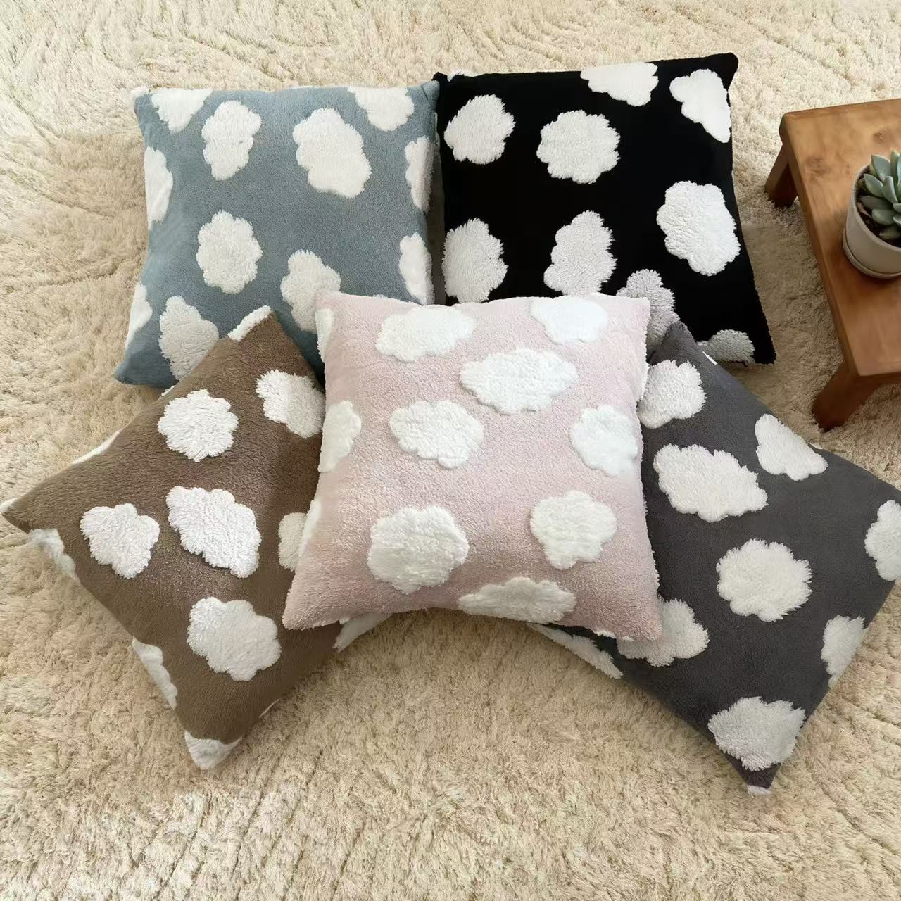 Cross-border best-selling Nordic ins living room sofa cushions, cut-wool cloud pattern bedroom decorative cushions, headboard backrests details Picture