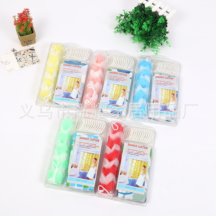跨境热销PEVA印花浴帘浴条套装卫生间浴帘隔断挂帘厕所沐浴帘防水