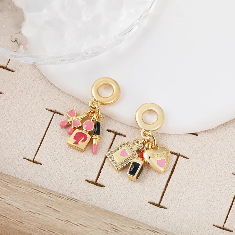 New best-selling copper-plated cute girls' bags, cosmetics, colorful oil-drip inlaid zircon bracelet pendant accessories