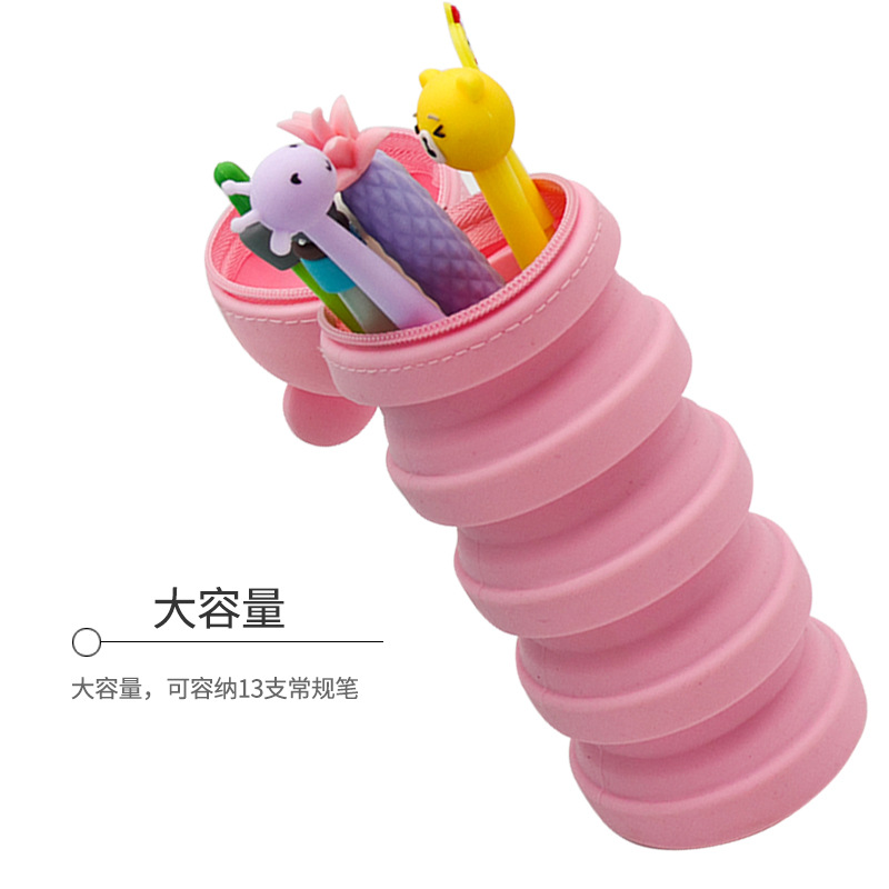 Silicone pressure-reducing telescopic pen holder storage bag, storage bucket, cute and super cute desktop stationery for the Year of the Rat, wholesale pen creativity Application Scenario