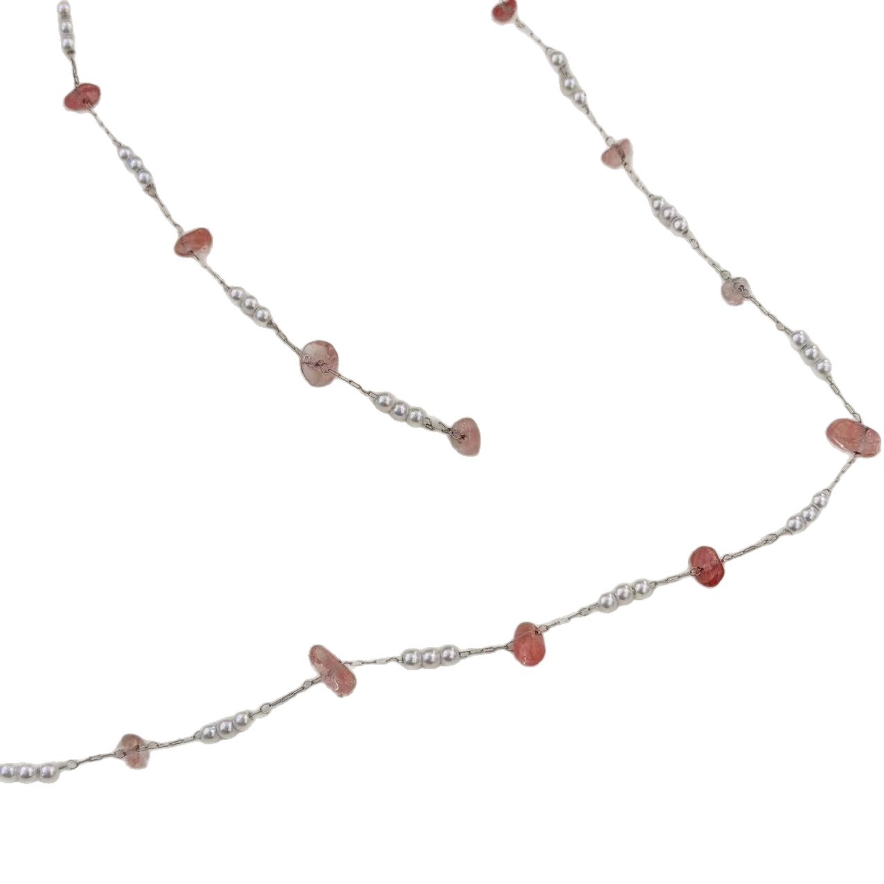 Cross-border strawberry crystal crushed stone bead chain, imitation pearl chain, handmade earrings, hair accessories, DIY accessories, semi-finished products Item Picture