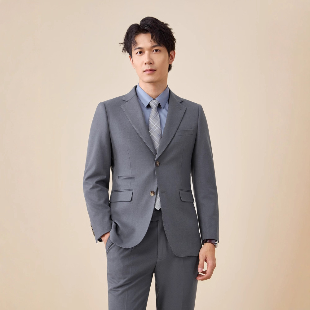 Tian Si Acetic Acid high-end navy blue suit set for men details Picture