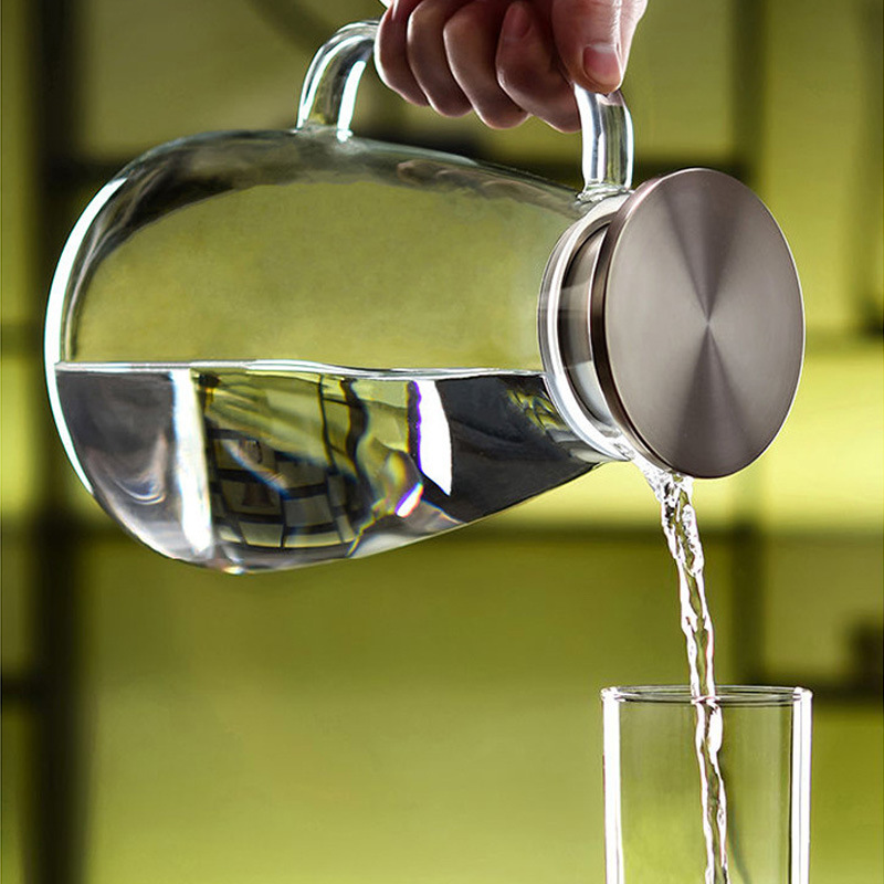 Large-capacity heat-resistant high borosilicate glass water bottle, high-temperature resistant household cold water cup, teapot, boiling water bottle, cold water bottle details Picture