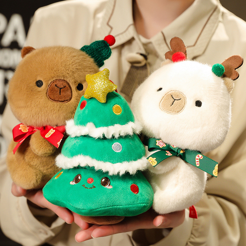 Cross-border new Christmas capybara figurines, Christmas tree apple throw pillows, plush Christmas gifts for both boys and girls Application Scenario