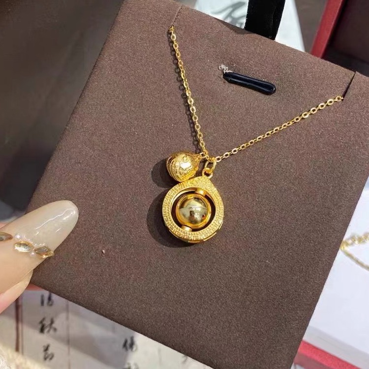 s925纯银12.9吸钱星吞金兽项链女古法旋转食金吸米星吊坠锁骨链女礼物