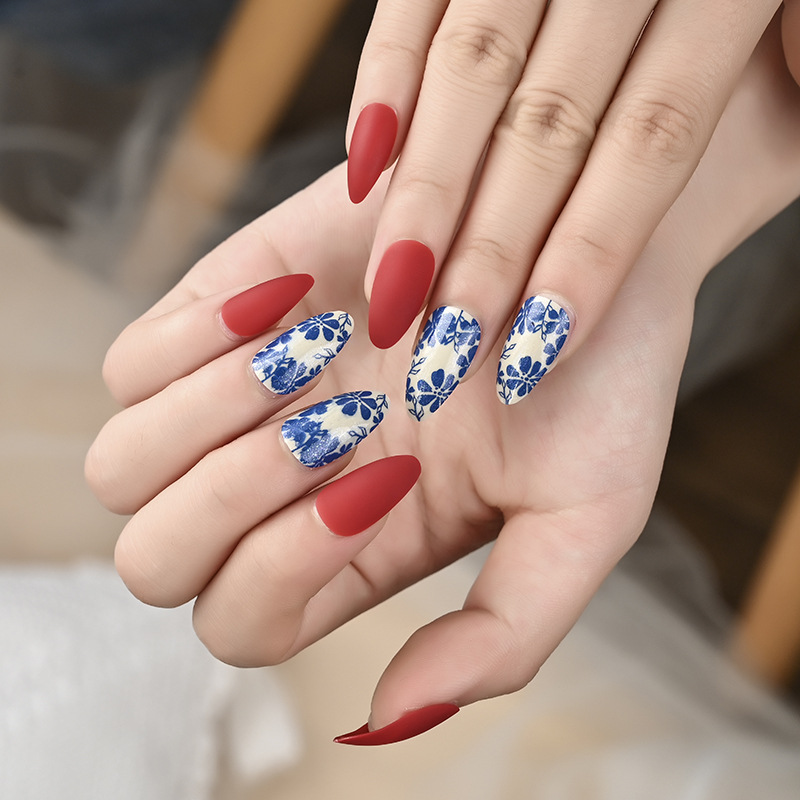 European and American matte long nail patches, wearable nails, 24-piece box nail patches, finished fake nail patches