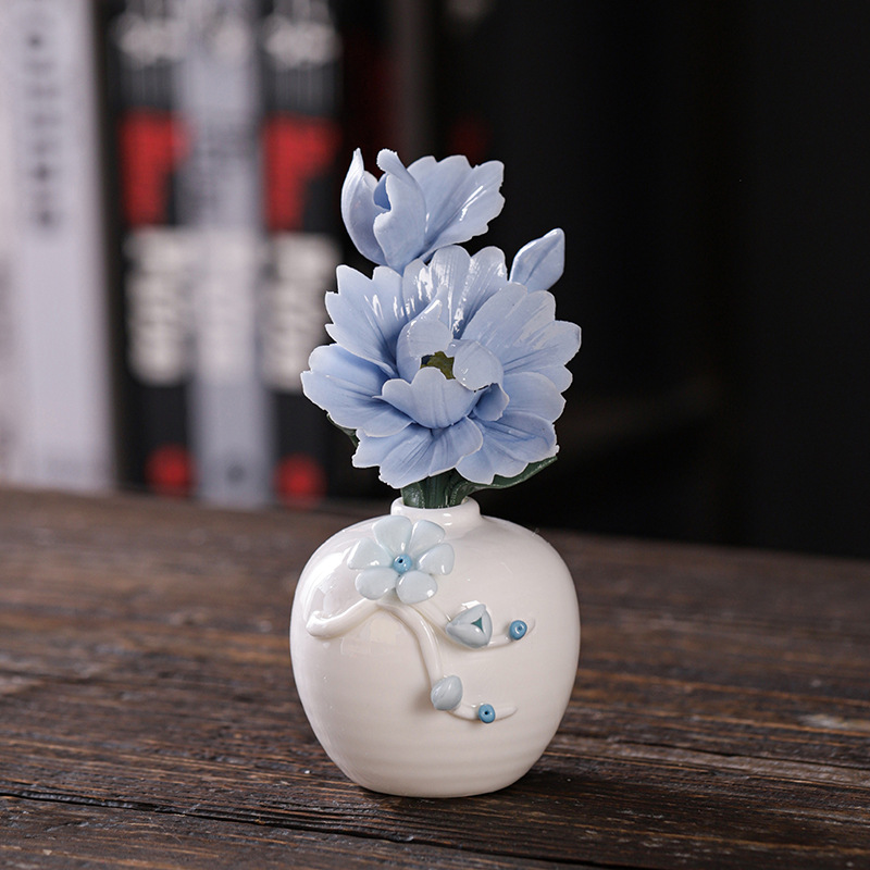 2025 Creative Ceramic Ornaments: Peony Porcelain Ceramic Flower Desktop Decorative Ornaments, Ceramic Flower Ceramic Ornaments, Home Ornaments, White porcelain