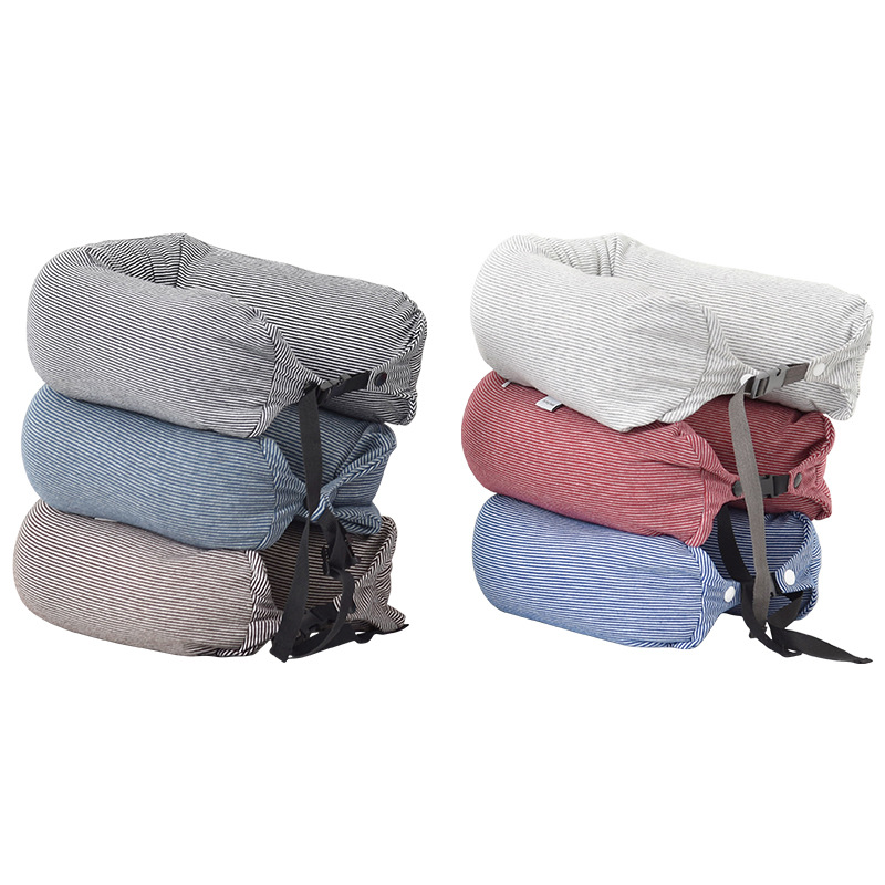 In stock: Muji Japanese and Korean quality sweat fabric knitted particle waist pillow, U-shaped pillow, neck guard pillow, new multi-functional travel pillow Item Picture