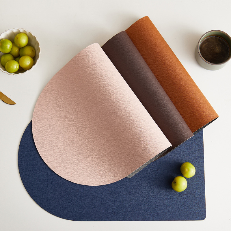 北欧餐厅装饰茶杯垫防水隔热垫防烫不规则面包形皮革餐垫隔热餐具详情图2