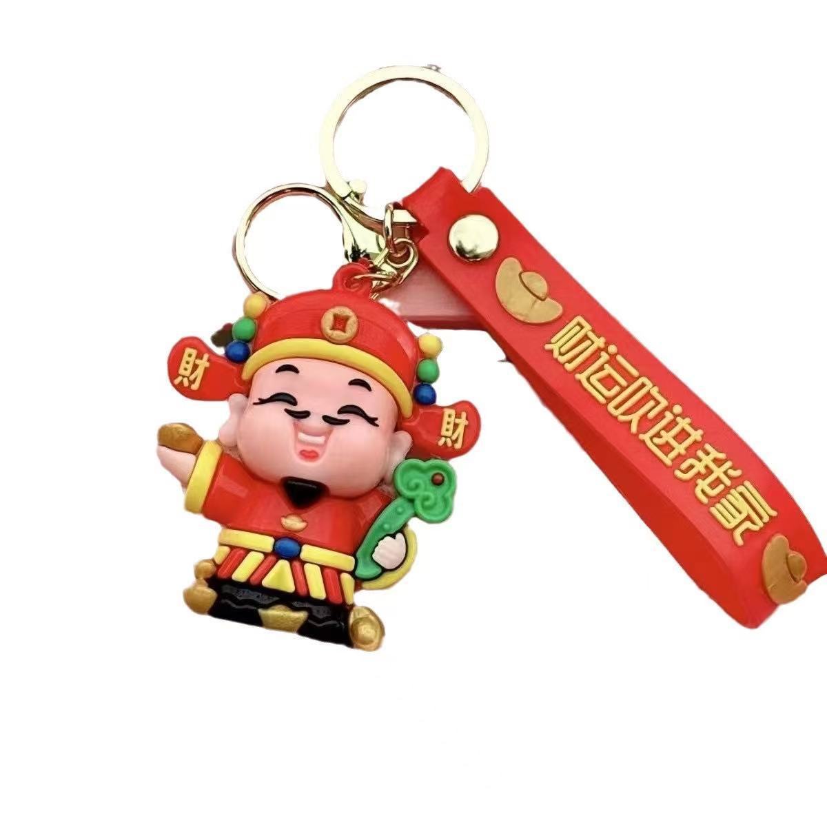 "2025 Lucky Little God of Wealth Keychain Creative Lucky and Festive Car Auspicious God of Wealth Pendant Small Gift Wholesale. Specification image