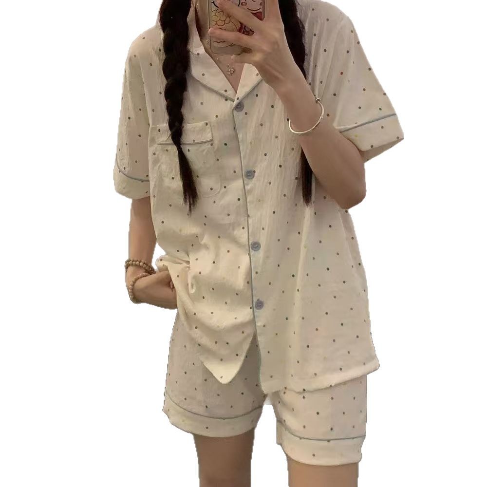 ins新款网红卡通小熊直播睡衣女春夏季长袖长裤泡泡皱宽松家居服详情5