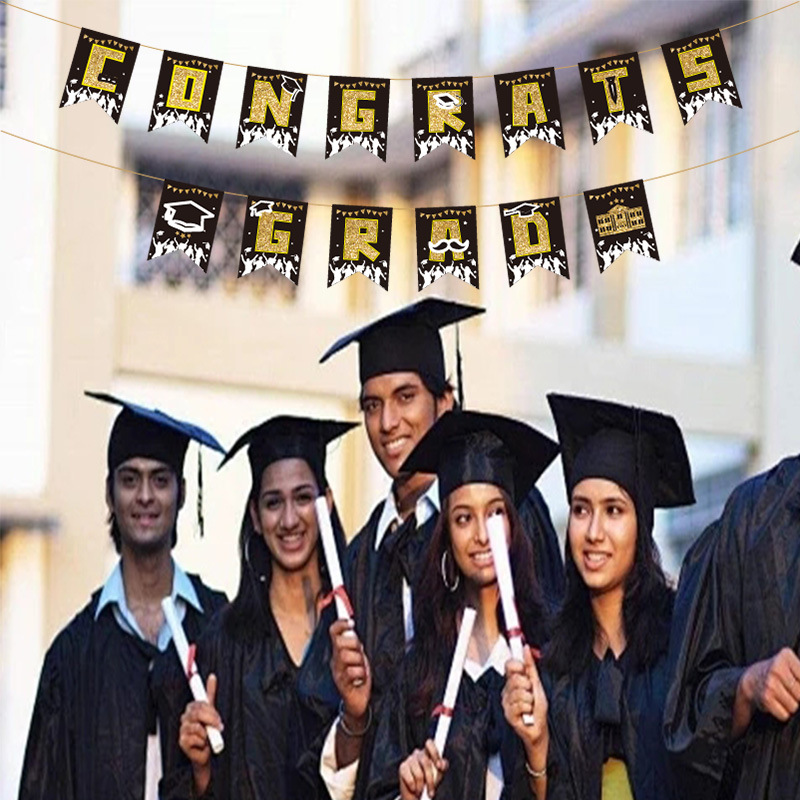 外贸跨境新品节日主题派对用品Proundofyou毕业季拉旗拉花横幅细节图