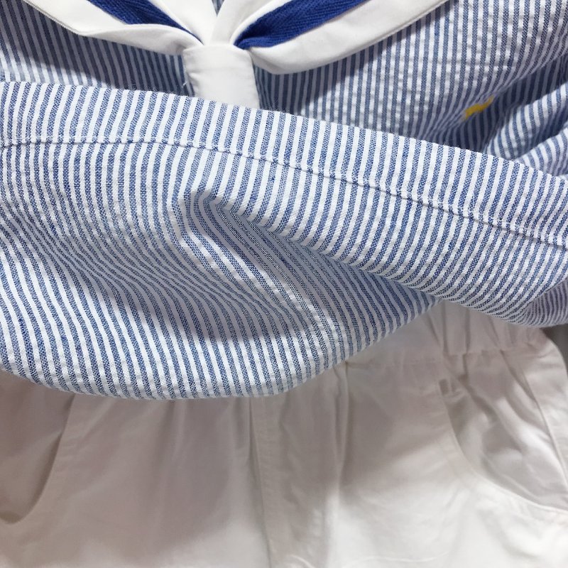 Summer new navy collar striped short-sleeved shirt and shorts two-piece set for boys, stylish MS530701 Application Scenario
