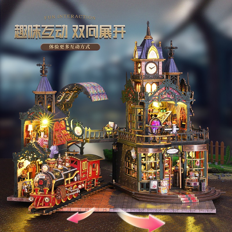 Jiate diy House Trajectory Youcheng Cross-border E-commerce Toy Model Manual Assembly DIY House DIY Bookstand Application Scenario