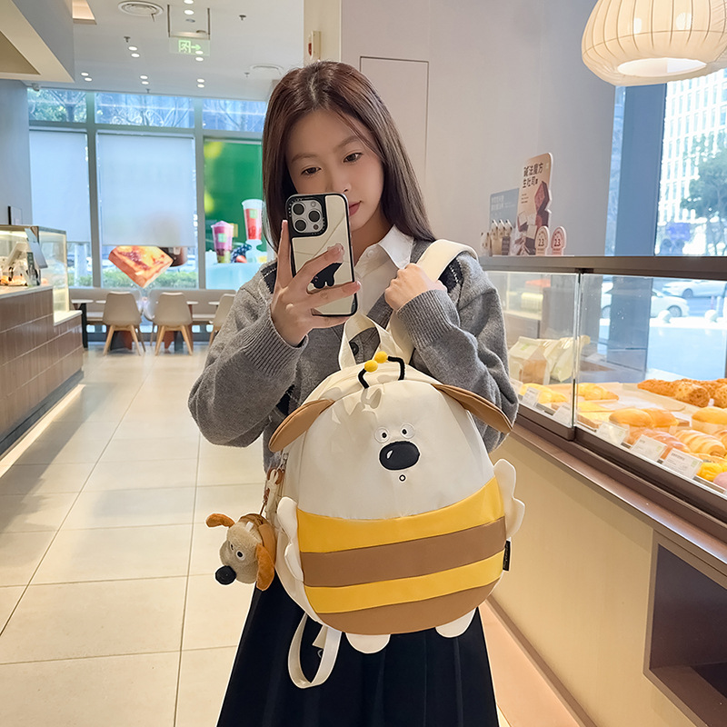 2025 New children's cute schoolbag, Little Bee Backpack, Japanese-style cartoon, versatile, lightweight travel lady's backpack Specification image