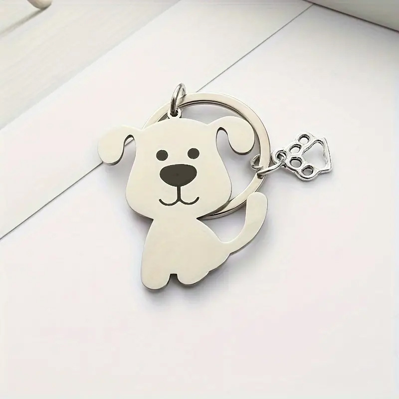 Cross-border stainless steel keychains, pet dog metal pendants, couple cute bag pendants, factory customization supported details Picture