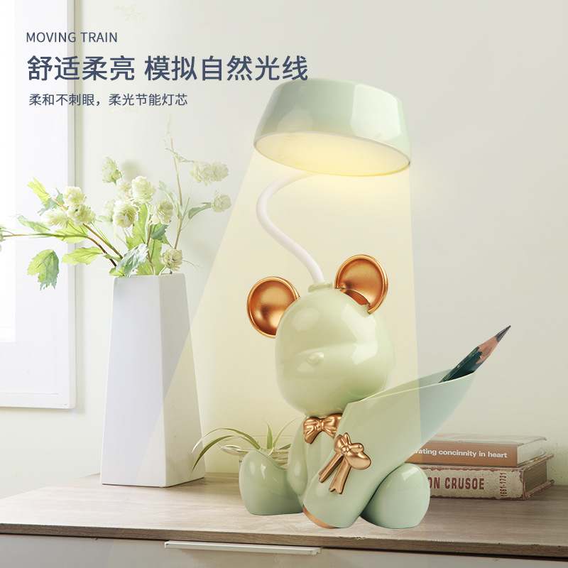 Wholesale LED cartoon multi-functional pen holder charging desk lamp, student dormitory study night light, bedside lamp Application Scenario