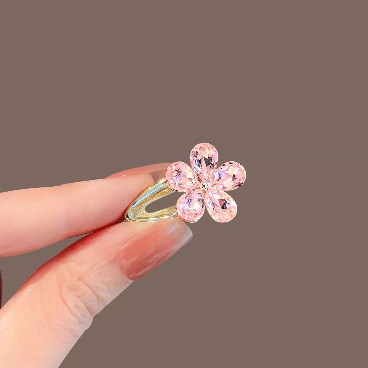 韩国时尚超闪亮水钻水晶刘海发夹花朵女小号侧边夹鸭嘴夹顶夹碎发