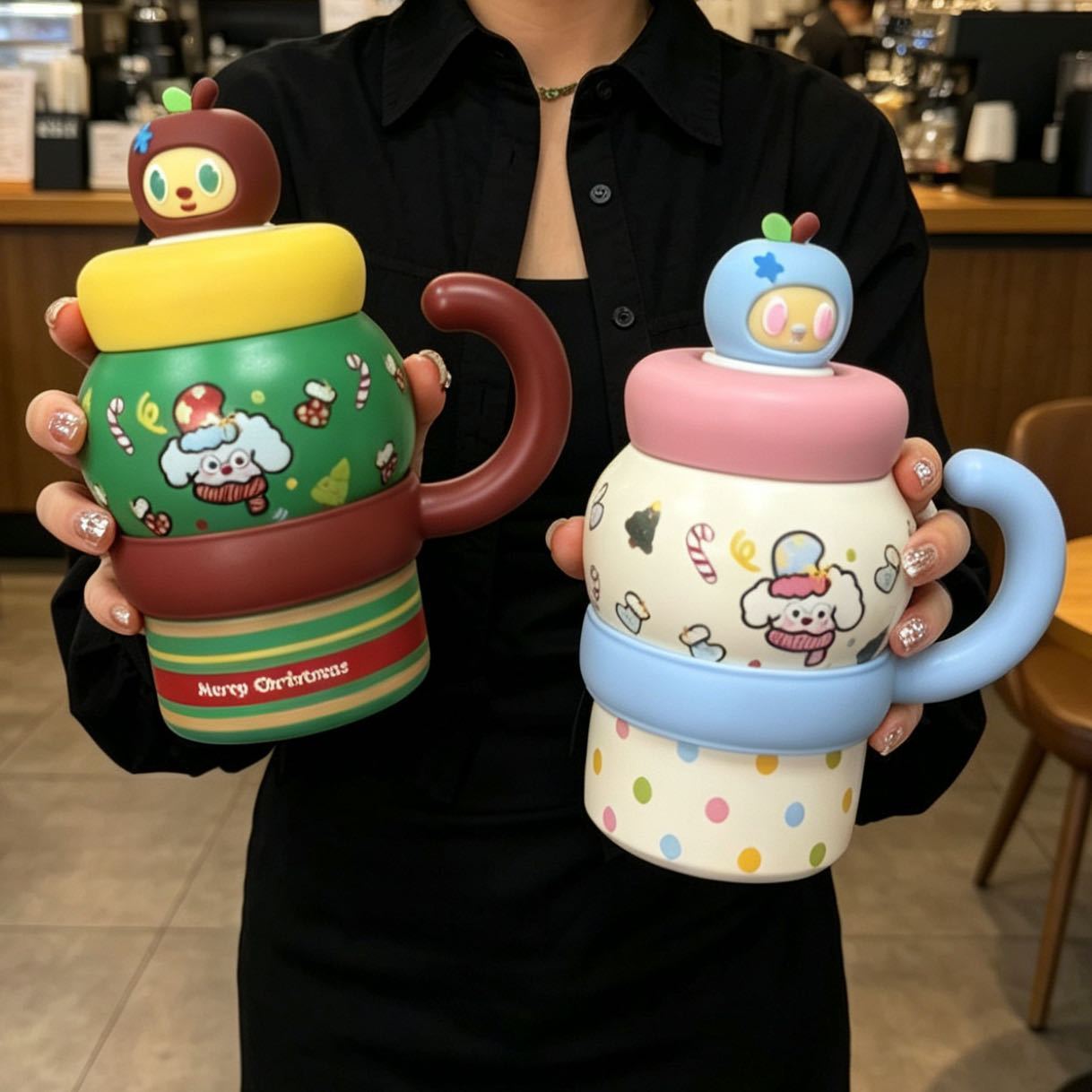 Student water cup, large-capacity stainless steel insulated cup, high appearance level, double drinking cup, cute girls, convenient for outdoor use details Picture