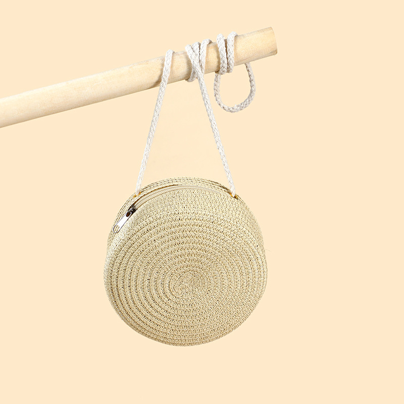 Cross-Border Straw Weaving Bags, Summer Cute Large Straw Weaving Bags, Women's Beach Straw Weaving Small Round Bags, Mobile Phone Bags, Crossbody Handmade Straw Weaving Bags Specification drawing