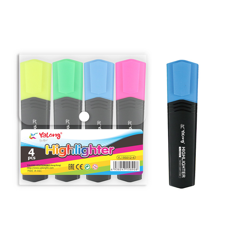 Yalong Cross-border brand Fluorescent Note Number 4PVC Color Hybrid Highlighter