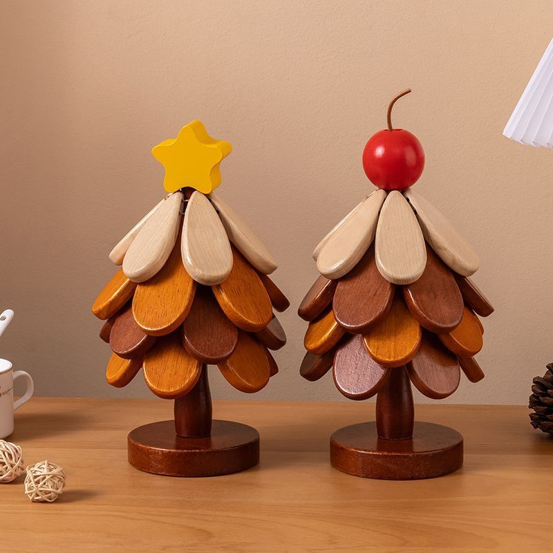 高级感圣诞树隔热垫餐桌摆件创意一棵树实木防烫锅垫圣诞节礼物