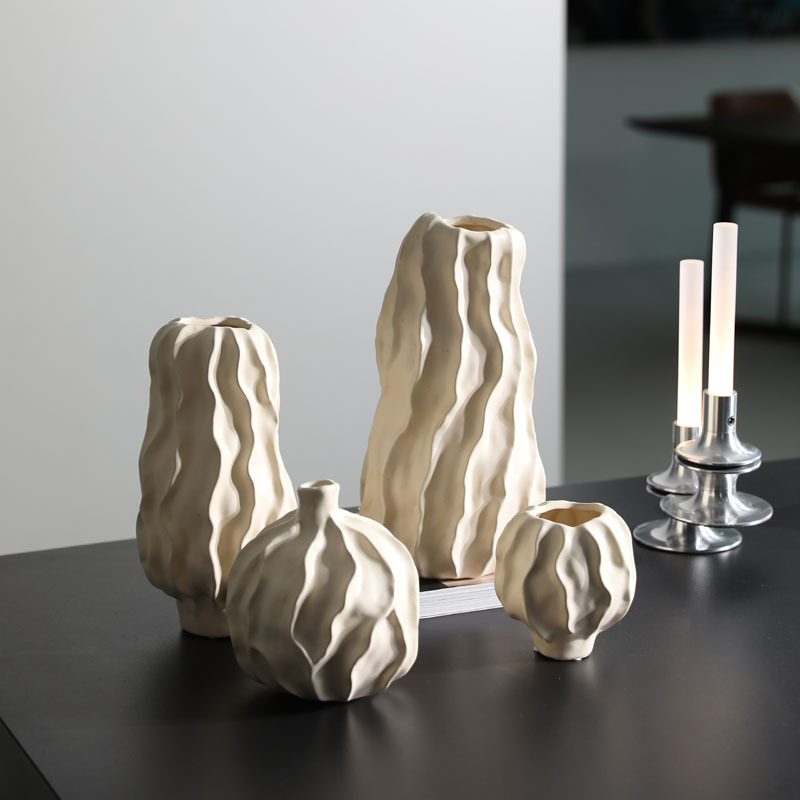 2026 New Wabi-sabi style ceramic Vase, living room entrance flower arrangement, abstract art home soft decoration, wholesale for export Specification image