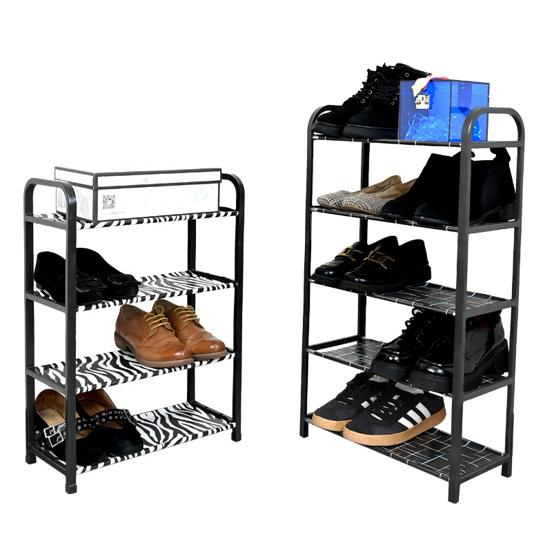 Plástico multifuncional almacenamiento de doble capa de hierro forjado dormitorio rack puerta multicapa montaje zapato estante ahorro de espacio Item Picture