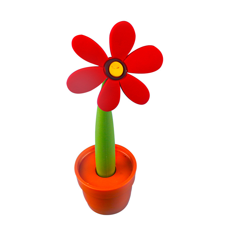 The advertisement features a cute and realistic cartoon plant, a sunflower potted plant, and a student's learning and writing stationery, a ballpoint pen Item Picture