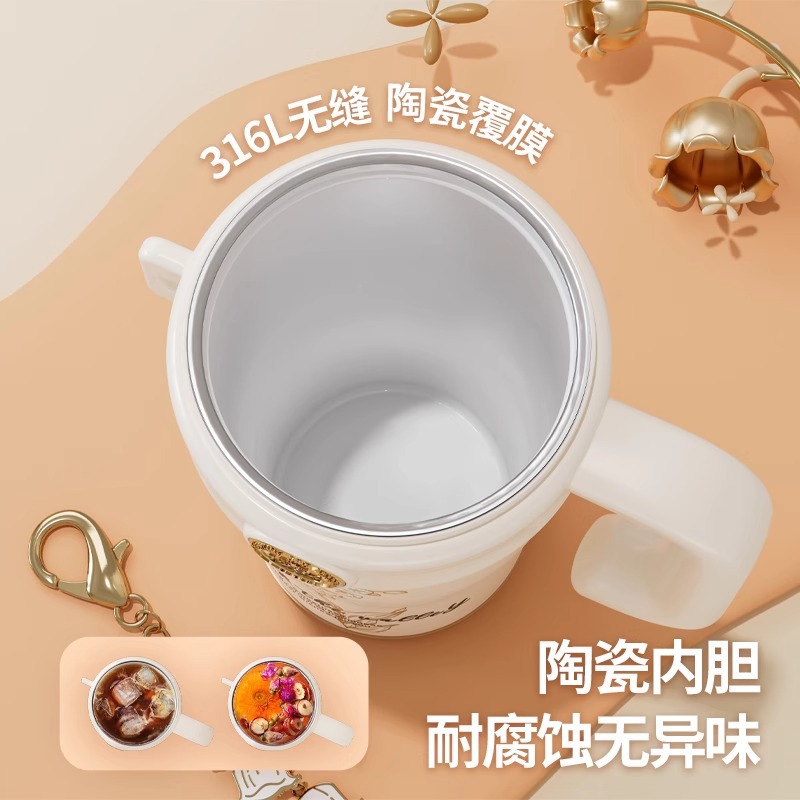Fuguang Bingba Cup, Giant Straw Insulated Cup, Large Capacity Ceramic Water Cup, Children's and Students' Water Bottle, 25-year new style details Picture